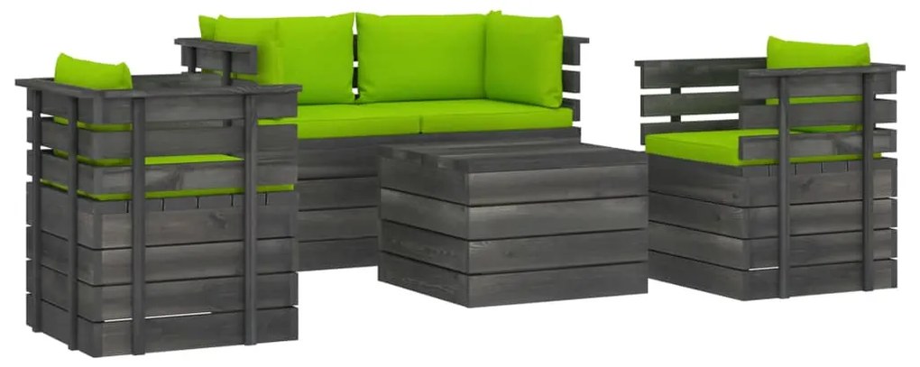3061826 vidaXL Set mobilier grădină paleți cu perne 5 piese lemn masiv pin