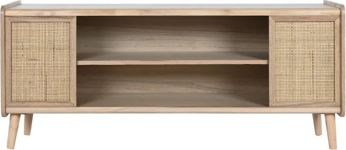 Comoda TV natur , din lemn de paulownia si rattan „Boho Chic”