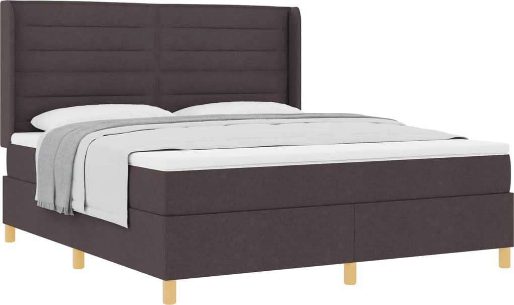 vidaXL Pat cu arcuri cu saltea Maro închis 180 x 200 cm țesătură
