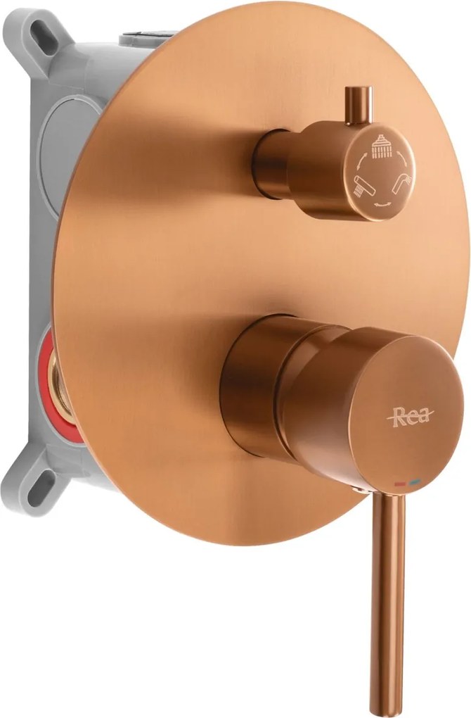 Set de duș incastrat Rea Lungo Copper Brush Auriu cu BOX
