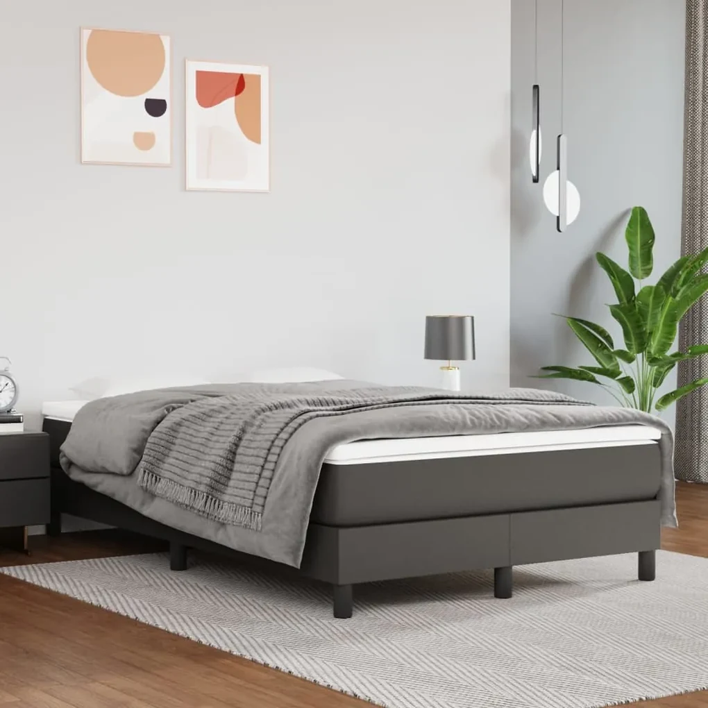3120692 vidaXL Cadru de pat box spring, gri, 120x200 cm, piele ecologică