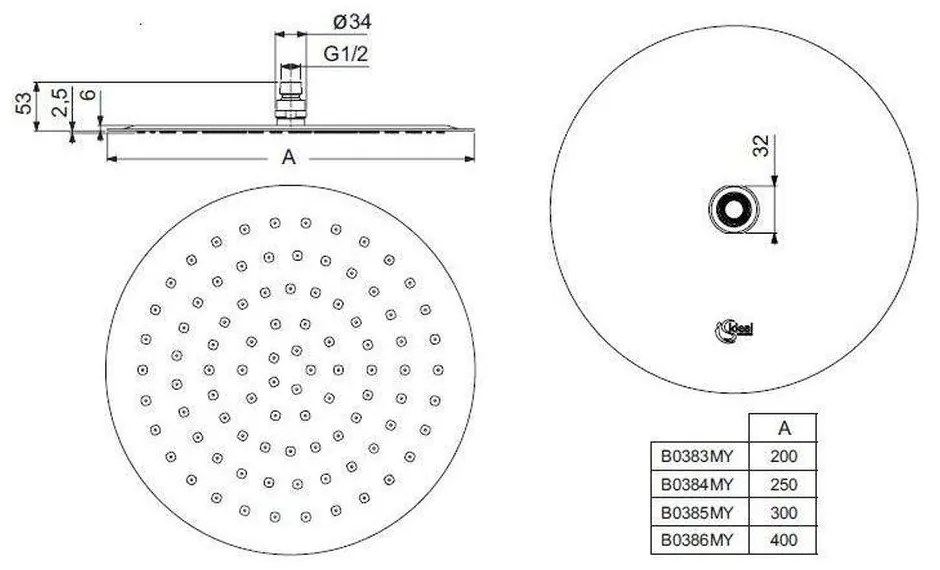 Palarie dus rotunda Ideal Standard Idealrain Luxe crom lucios 200 mm 200 mm