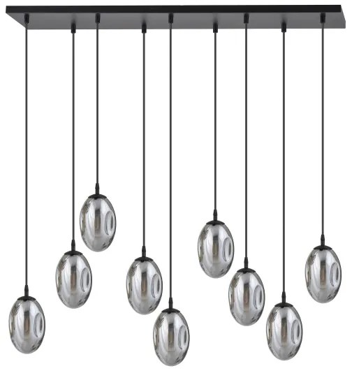 Lustră pe cablu ASTRAL 9xE14/10W/230V negru/fumuriu