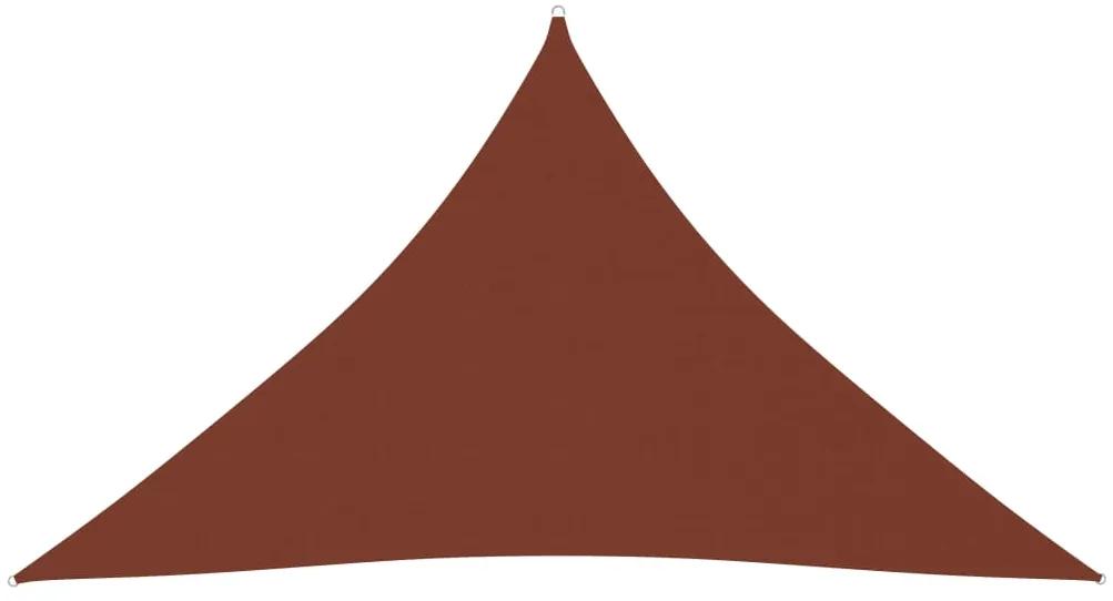 Parasolar caramiziu 3,5x3,5x4,9 m tesatura oxford triunghiular Terracota, 3.5 x 3.5 x 4.9 m