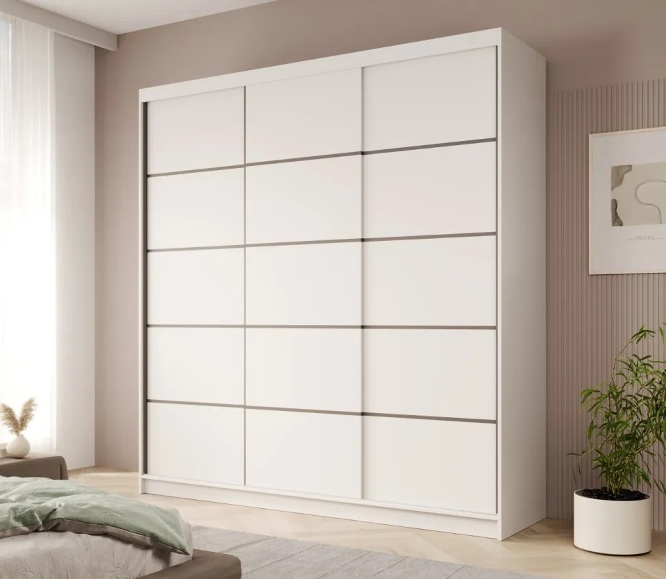 Dulap cu usi glisante, 200x58x215 cm, Greta 200, ADRK Furniture (Culoare: Alb / Negru)