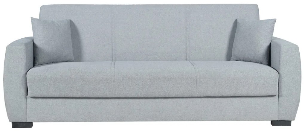 Canapea extensibila Oscar, 226x84x92 cm, 3 locuri, lada de depozitare, Gri deschis