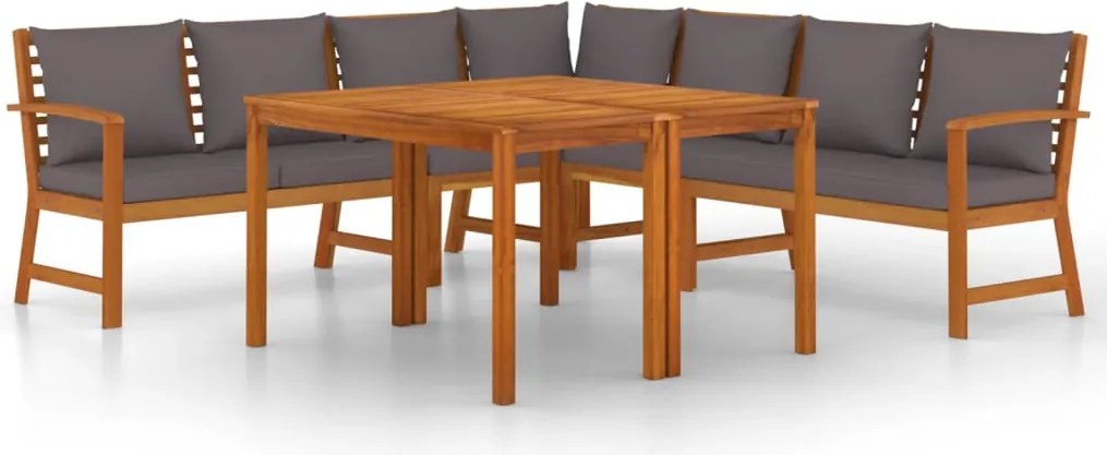 vidaXL Set mobilier de grădină cu perne, 7 piese, lemn masiv de acacia