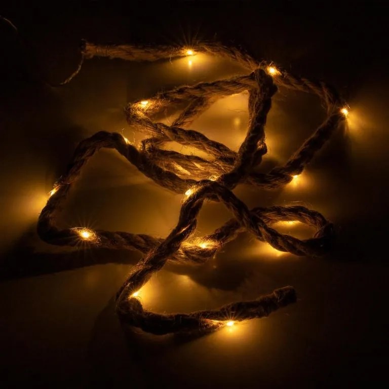 Coardă decorativă cu lumină LED, 25 LED-uri, alb cald