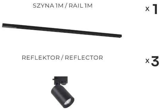 Zuma Line 3554 - Spot pentru șină TORE 3xGU10/35W/230V, negru