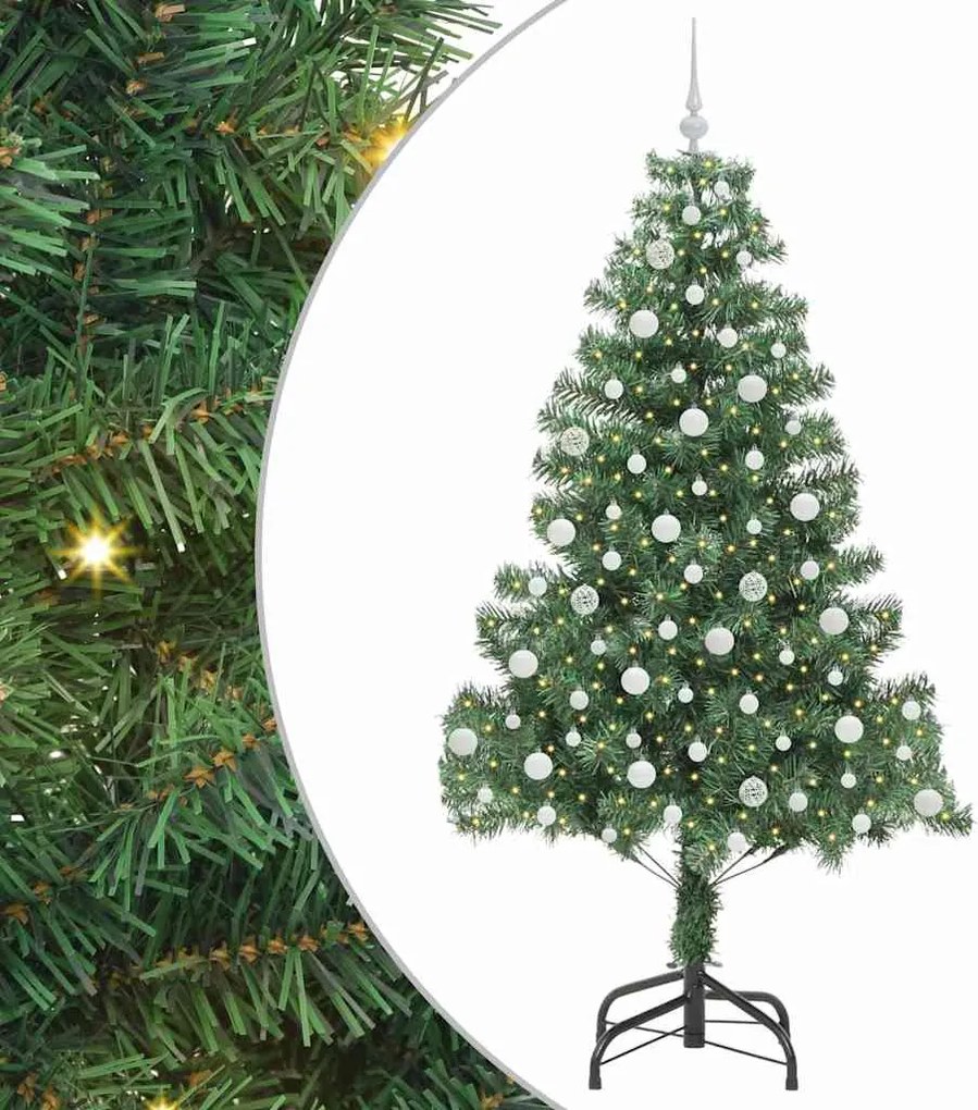 vidaXL Brad de Crăciun cu 300 LED cu suport Verde 210 cm PVC