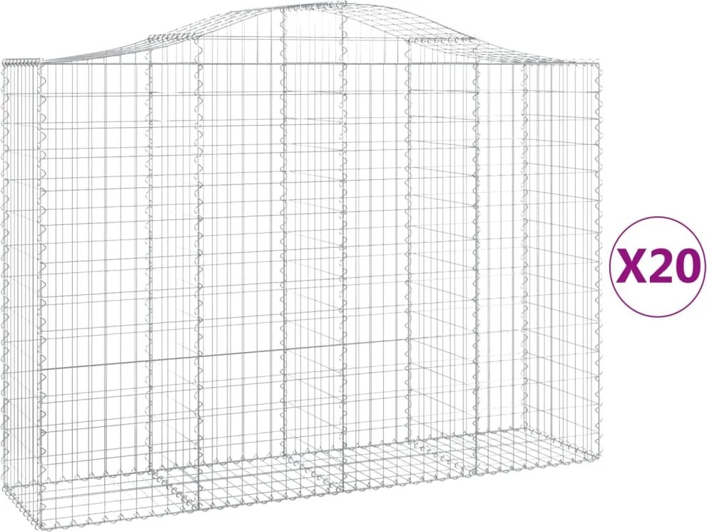 vidaXL Coșuri gabion arcuite 20 buc, 200x50x140/160cm, fier galvanizat