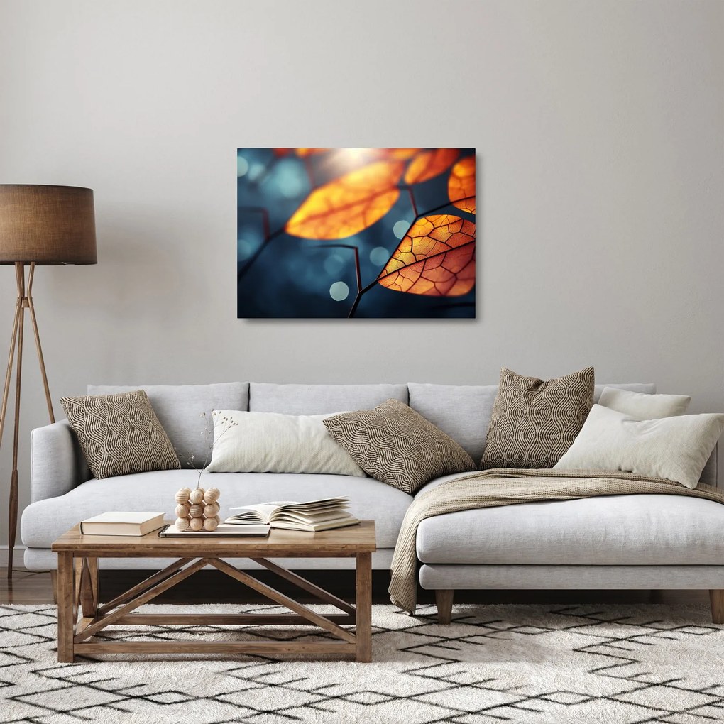 Tablou pe sticlă - Textura frunzelor (70x50 cm)