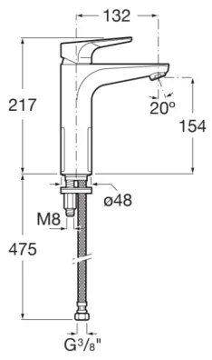 Roca A5A3D90C00 - Baterie lavoar ATLAS 21,7 cm, crom lucios