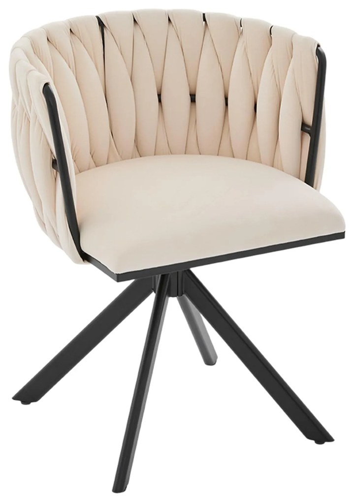 Set de 2 scaune pivotante din catifea, Fildeș | Aosom Romania