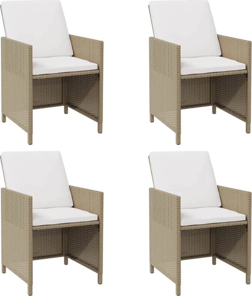 vidaXL Scaune de grădină cu perne, 4 buc., bej, poliratan