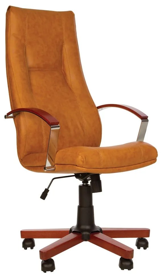 Scaun directorial King Wood, brun deschis, piele ecologica
