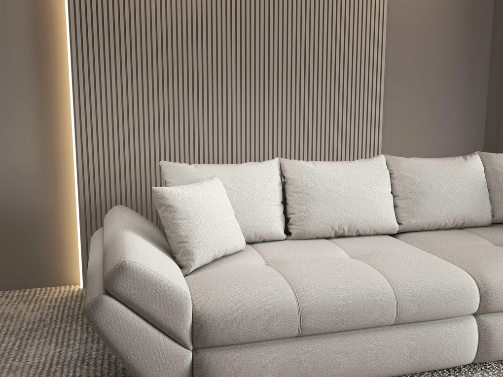 Canapea extensibilă dumonde cu ladă de depozitare si sezut confortabil din spuma high-density, Loana Enjoy Bej 300x100 cm