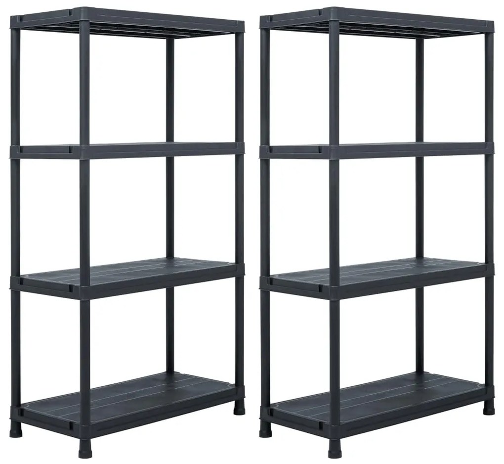 vidaXL Rafturi de depozitare, 2 buc. negru, 60 x 30 x 138 cm plastic