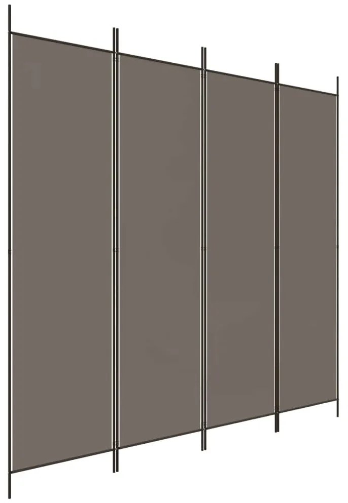 350284 vidaXL Paravan de cameră cu 4 panouri, antracit, 698x180 cm, textil