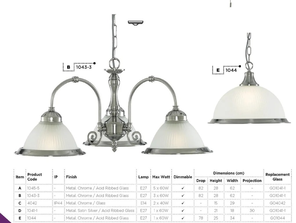 Pendul stil clasic American Diner argintiu 1044 SRT