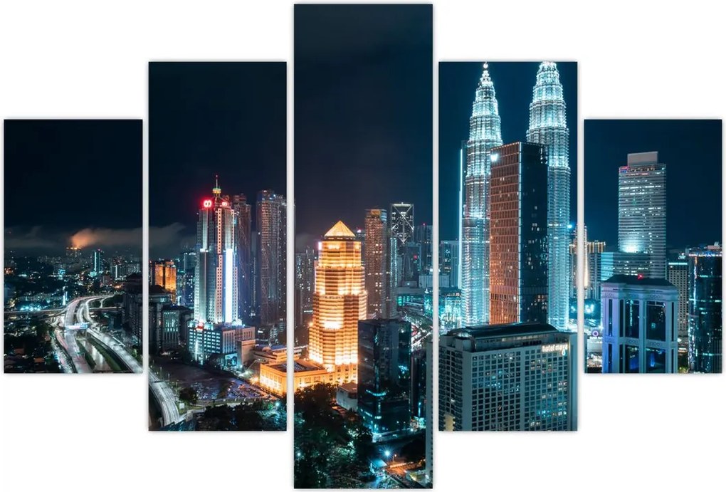 Tablou - Noaptea în Kuala Lumpur (150x105 cm)