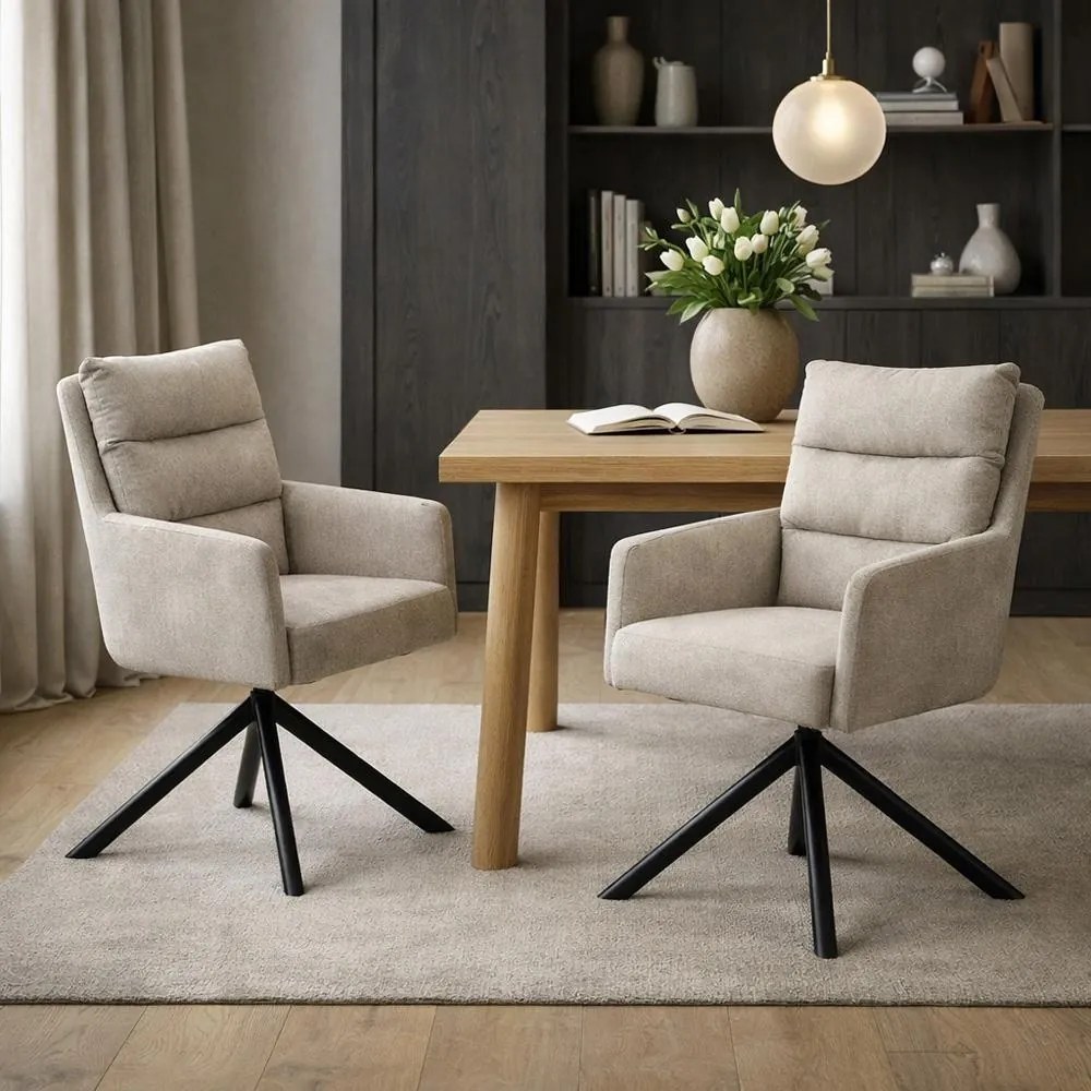 Set - 2 scaune de dining rotative AVENBERG TESSA bej