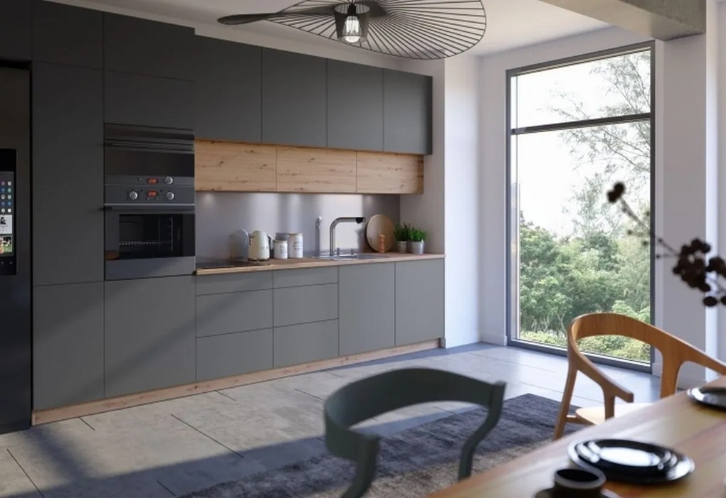 Expedo Corp inferior bucatarie cu sertare GLENA D40S3, 40x82x47, stejar artisan/gri