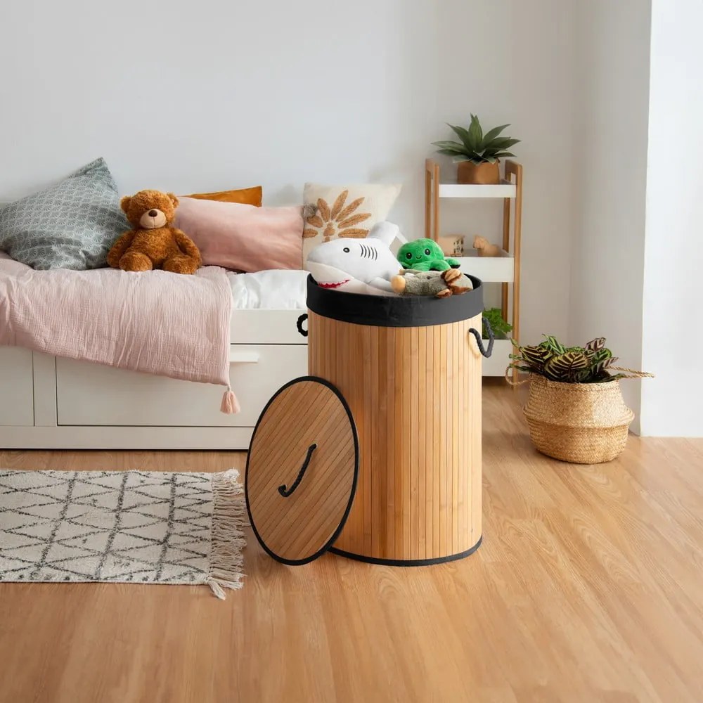 Coș de rufe în culoare naturală din bambus 70 l Bamboo – Compactor