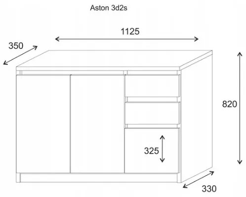 Comoda cu 3 usi si 2 sertare, stejar sonoma, 112Ã 82Ã 35 cm, Bortis Impex stejar sonoma