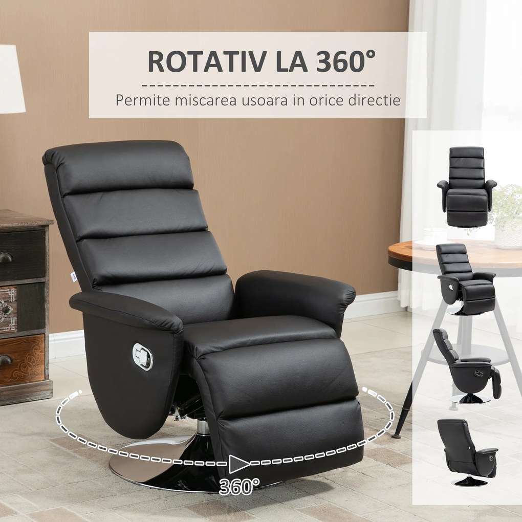 HOMCOM Scaun rabatabil , pivotant din stofa din microfibra cu cotiera captusita si suport pentru picioare pentru living | AOSOM RO