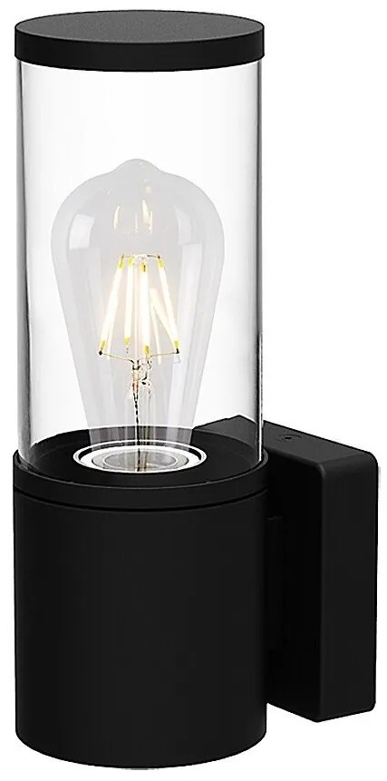 Aplica de perete pentru iluminat exterior IP44 Wellington negru mat, transparent