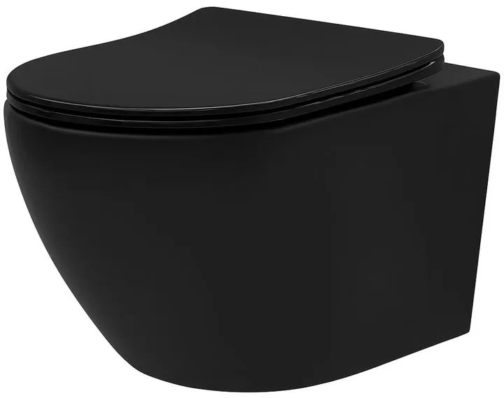 Vas WC suspendabil Rea Carlo Mini Tornado NF negru mat