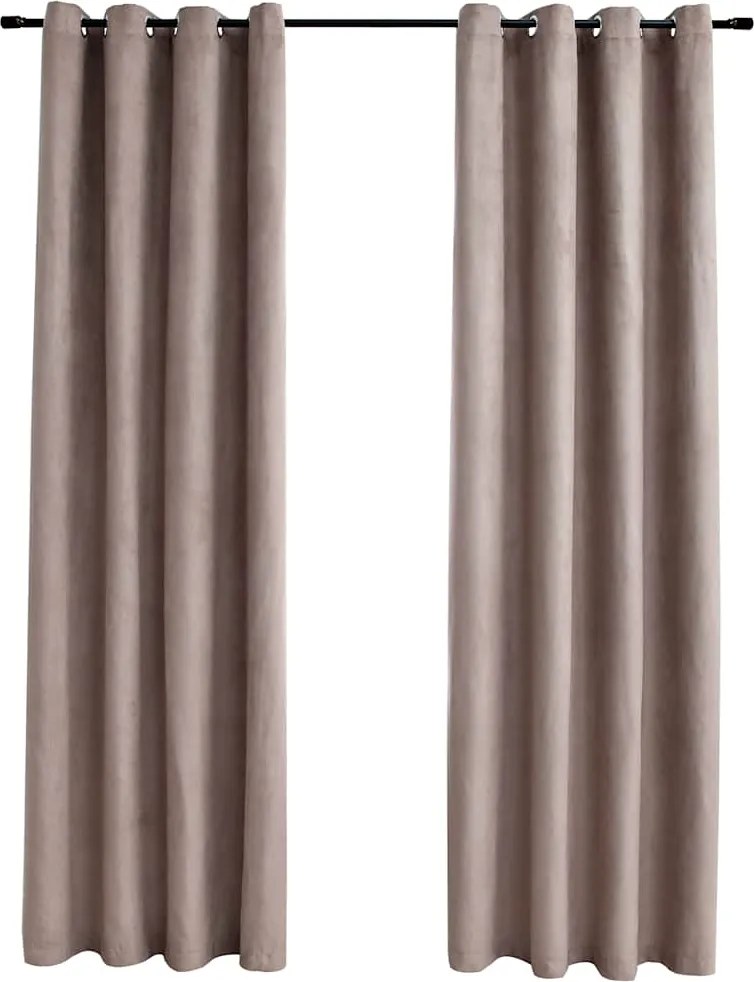 vidaXL Draperii opace cu inele metalice, 2 buc., gri taupe, 140x225 cm