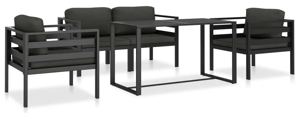vidaXL Set mobilier de grădină cu perne, 5 piese, antracit, aluminiu