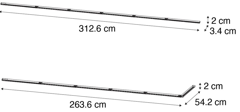 Sistem de șine modern negru monofazat 300cm - Iconic