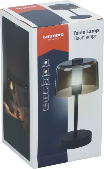 Grundig - Lampă de masă tactilă LED cu intensitate reglabilă, 5V, 800 mAh