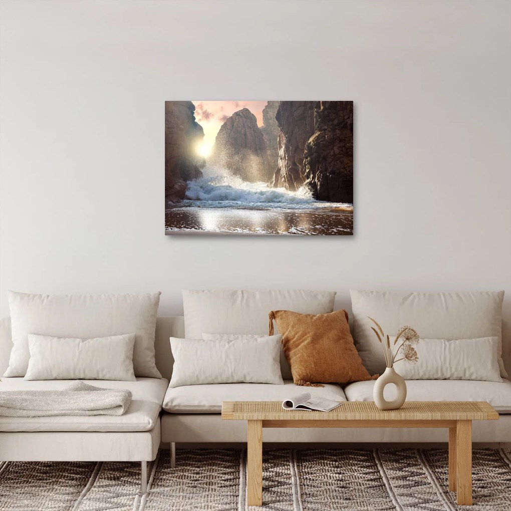 Tablou - Stânci și valuri ale oceanului (70x50 cm)