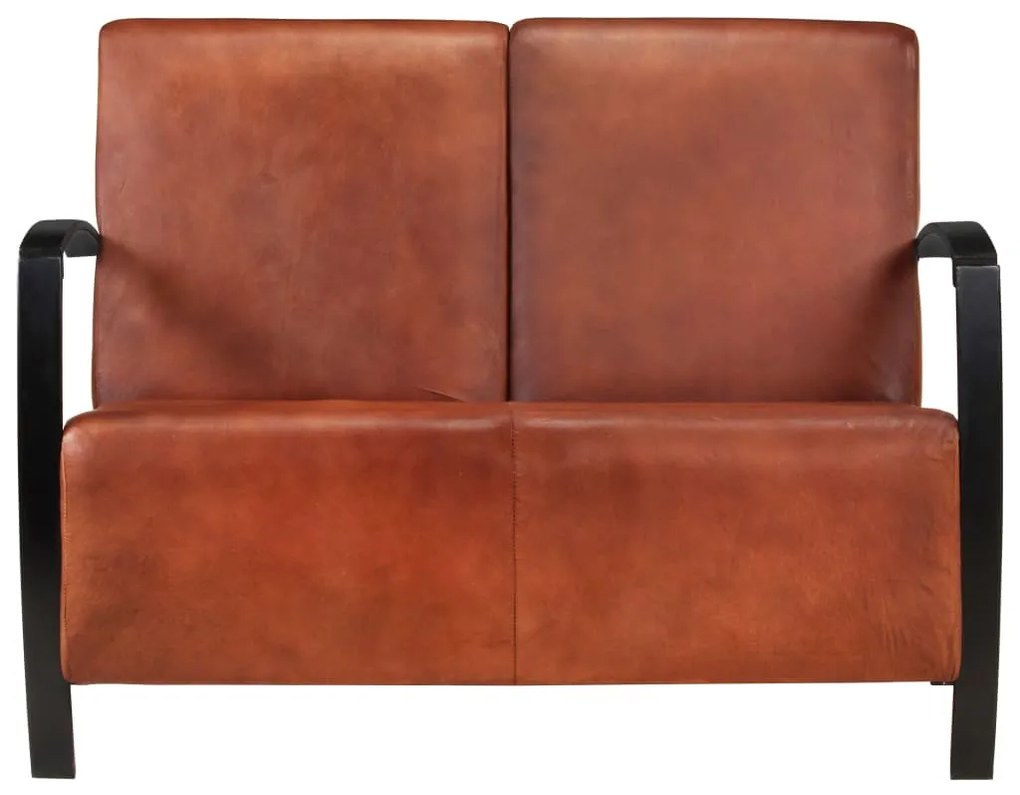 321860 vidaXL Canapea cu 2 locuri, maro, piele naturală