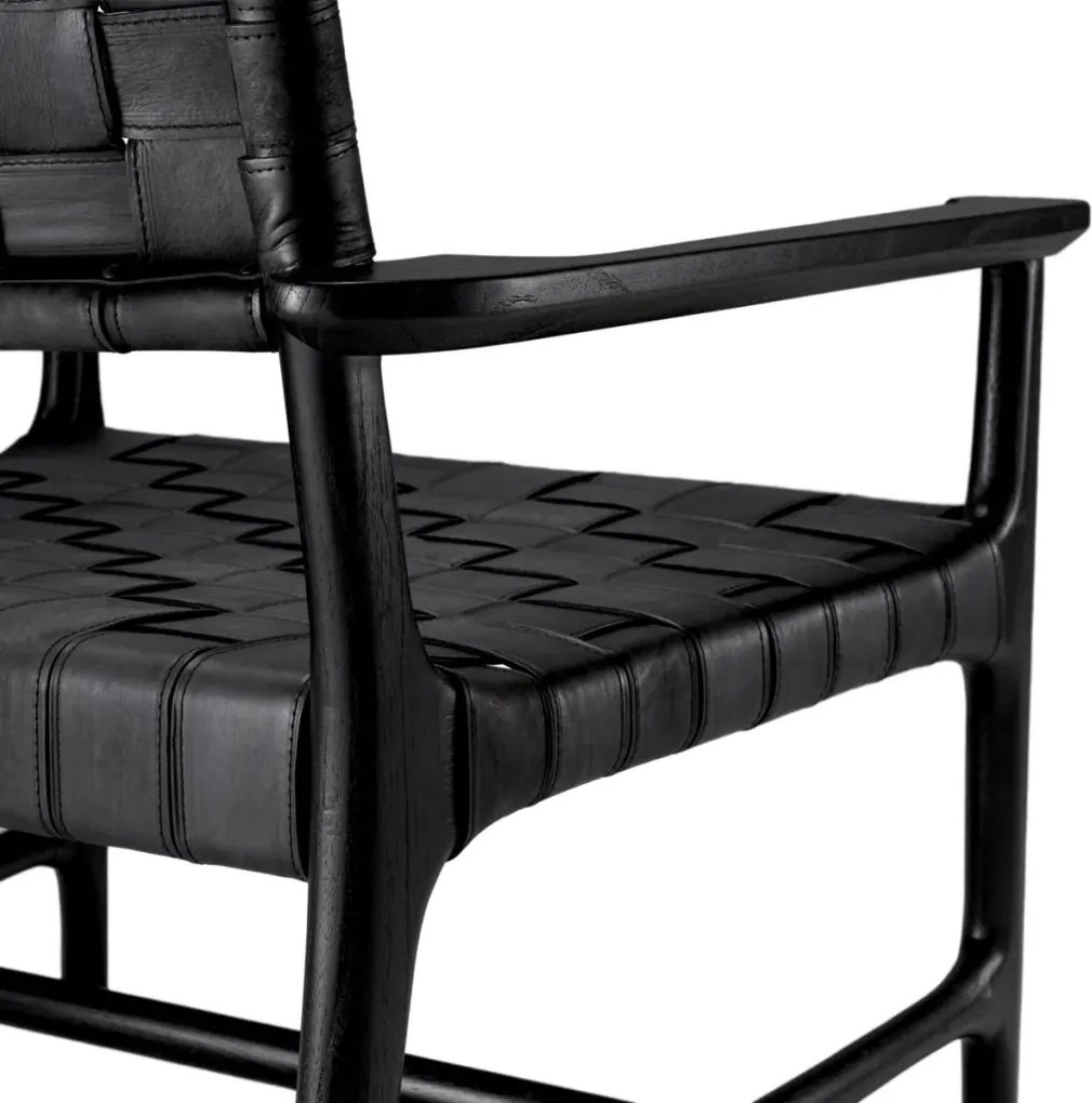 Fotoliu design LUX, Piele clasica neagra, Lemn, Tiberio