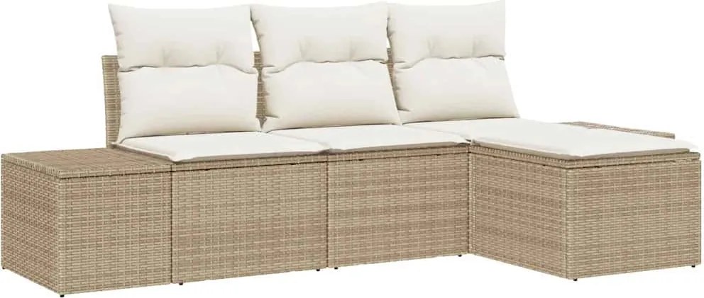 vidaXL Set de canapele pentru grădină 4 pcs Bej și crem poliratan
