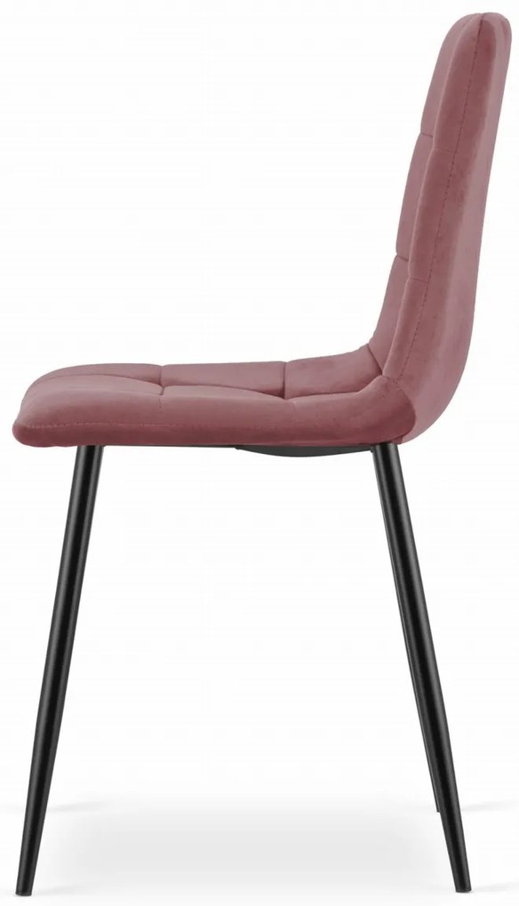 Scaun catifea roz KARA cu picioare negre