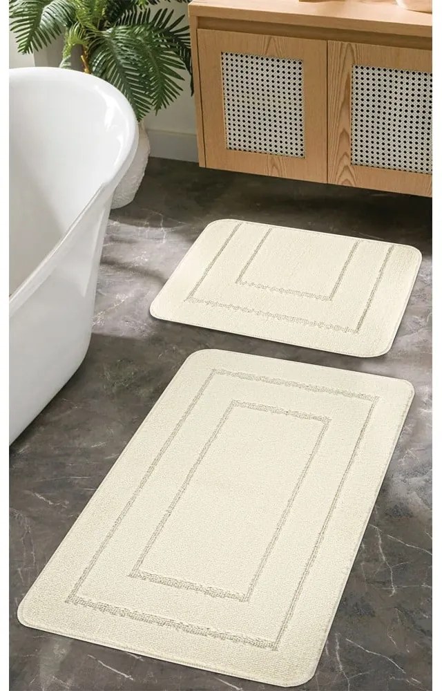 Covorașe de baie crem 2 buc. 50x80 cm Cerceve – Foutastic