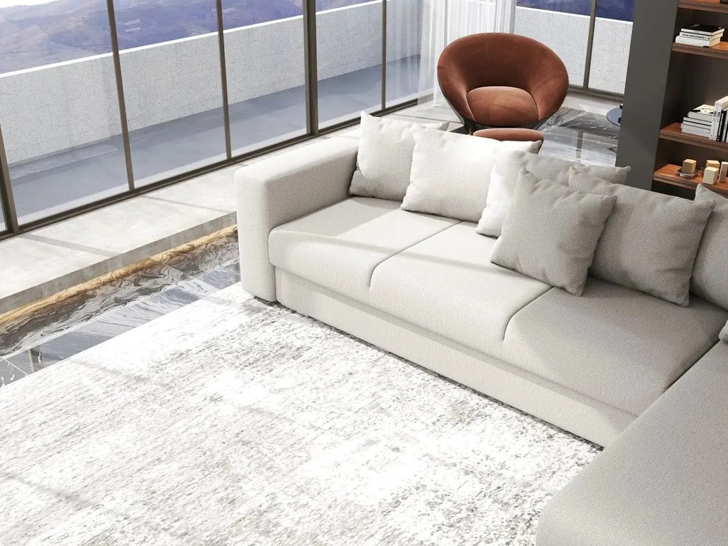 Colțar extensibil dumonde cu ladă de depozitare si sezut confortabil din spuma high-density, Gloria Enjoy Beige II 320x183 cm
