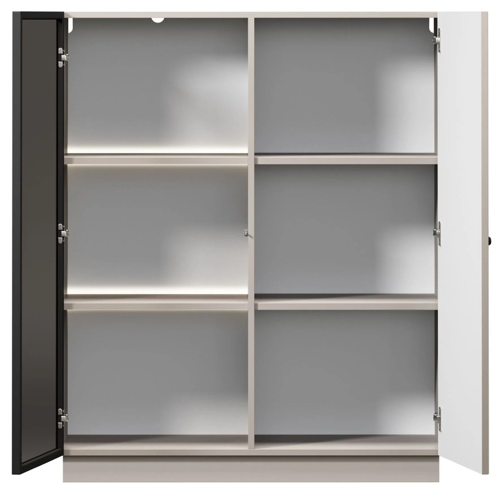 Vitrină cu două uși pe soclu Lorini 100 cm - cașmir / mâner negru