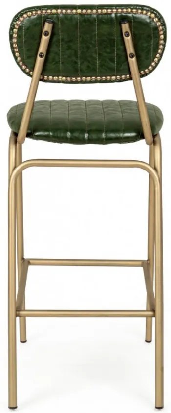 Scaun bar verde inchis din piele ecologica si metal, Addy Bizzotto