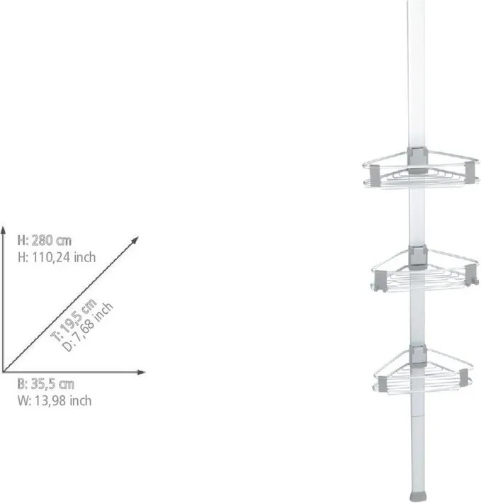 Raft pentru baie argintiu mat telescopic din aluminiu Purio – Wenko