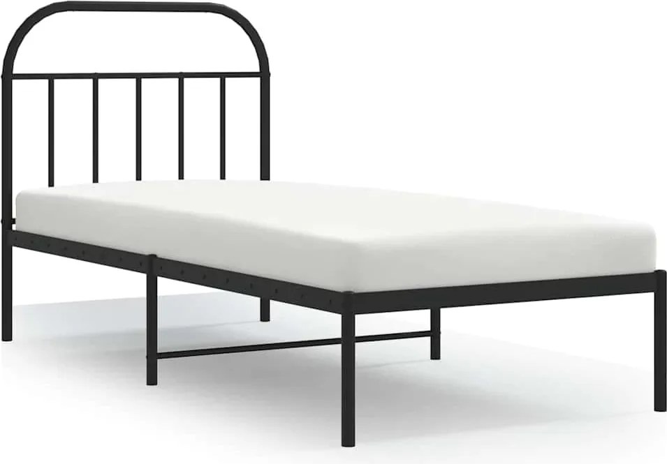 vidaXL Cadru pat metalic cu tăblie, negru, 90x200 cm
