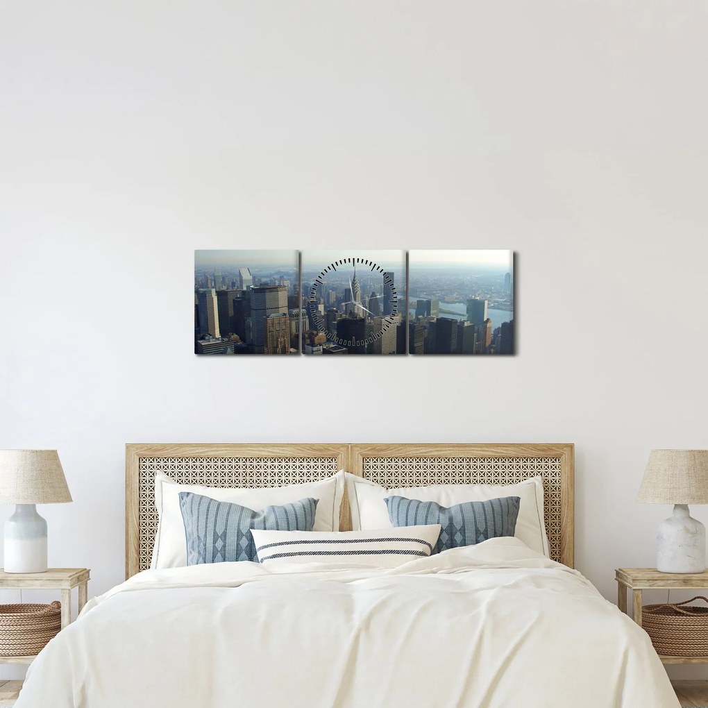 Tablou - Manhattan de zi (cu ceas) (90x30 cm)