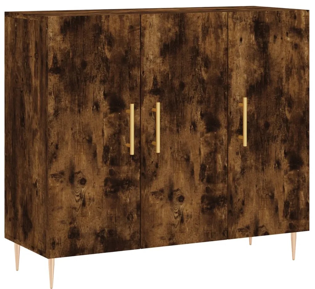 828097 vidaXL Servantă, stejar fumuriu, 90x34x80 cm, lemn compozit