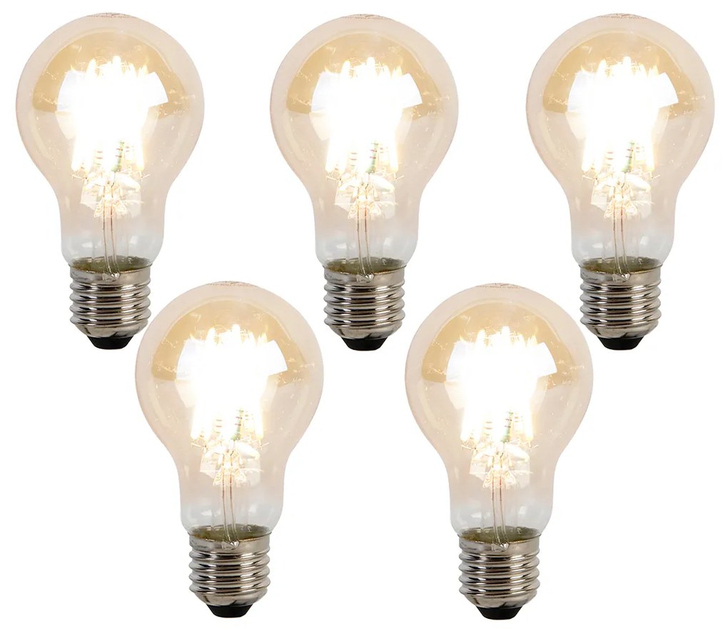 Set de 5 becuri LED E27 reglabile Kelvin A60 Goldline 8W 806lm 2000-2700K